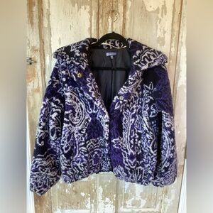 DEMOCRACY  Purple Blouson Sleeve Faux Fur Raglan Bomber Jacket - Size XS
